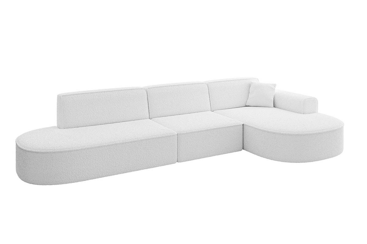 ECKSOFA Ottomane Rechts MARI-L2 - 328x171x79 cm Weiß Bouclé - Schwarz/Weiß, Holzwerkstoff/Kunststoff (171/328cm) - ALTDECOR