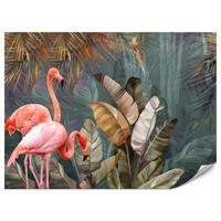FOTOTAPETE für Wohnzimmer Flamingos Dschungel Blätter Tropisch 100x70 - Multicolor, Papier (100/70cm) - Muralo