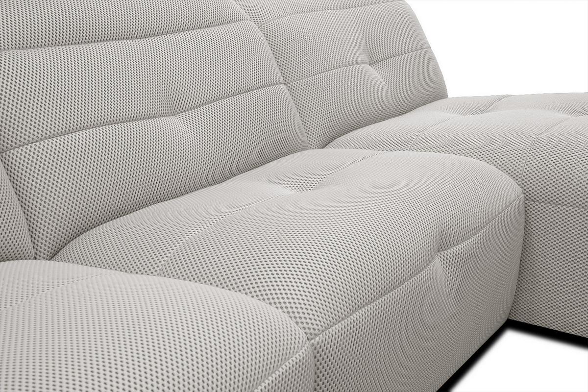 ECKSOFA TRENTO 4-Sitzer mit 1 Relaxfunktion, ecru - Ecru/Schwarz, Holzwerkstoff/Kunststoff (262/165cm) - Wozimo