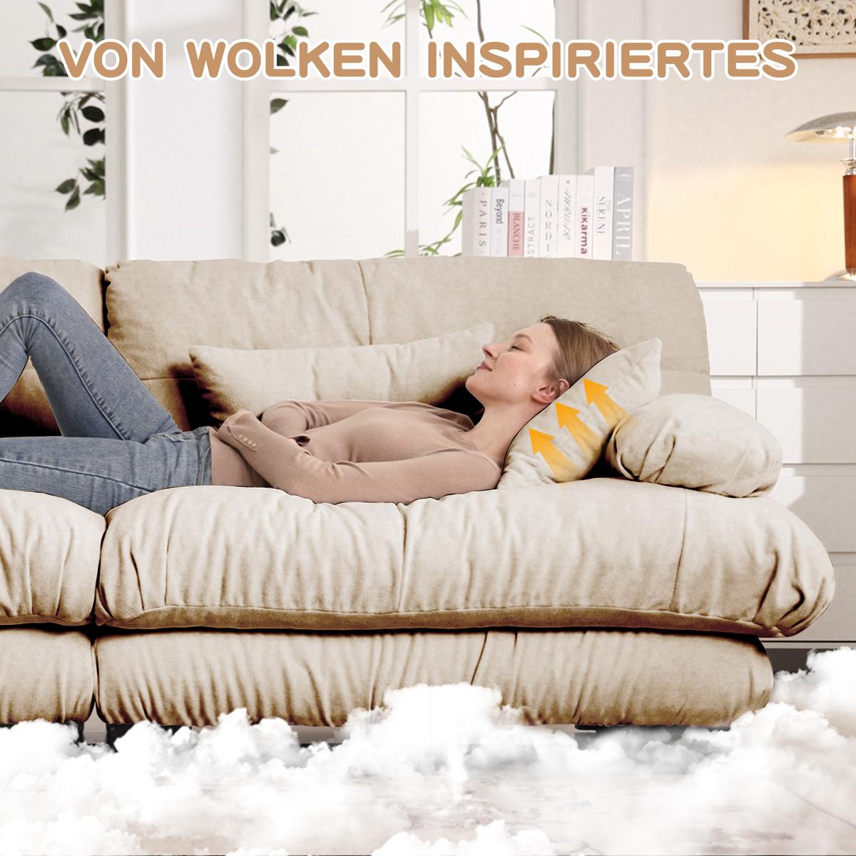 ECKSOFA Modulares 313cm Chenille Cloud-Sofa mit Ottoman für das Wohnzimmer - Cappuccino, Textil (313/145cm) - Urban Meuble