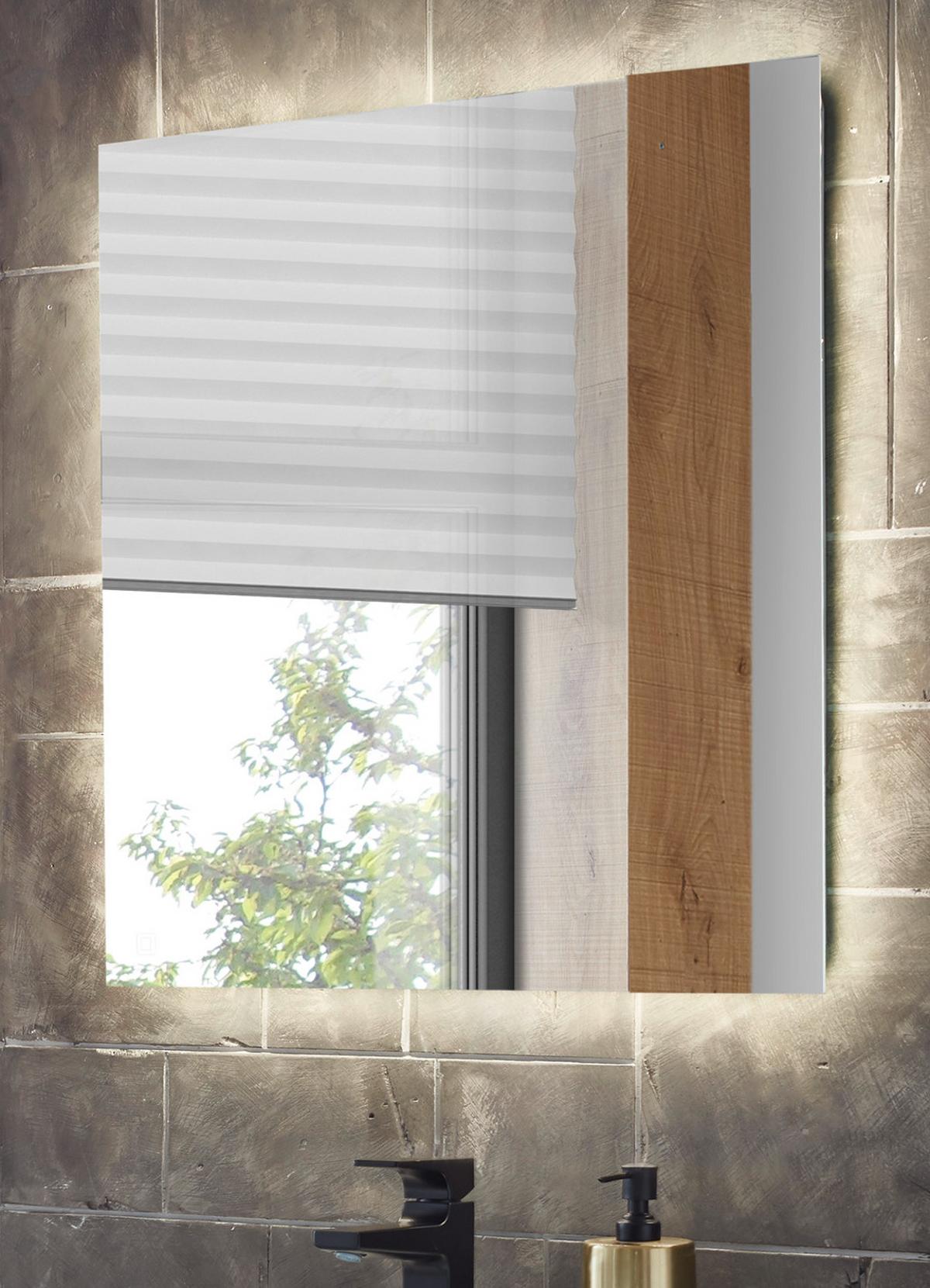 BADSPIEGEL mit LED Beleuchtung und Touchschalter 60 cm - Weiß, Glas (60/65/3cm) - Furn.Design