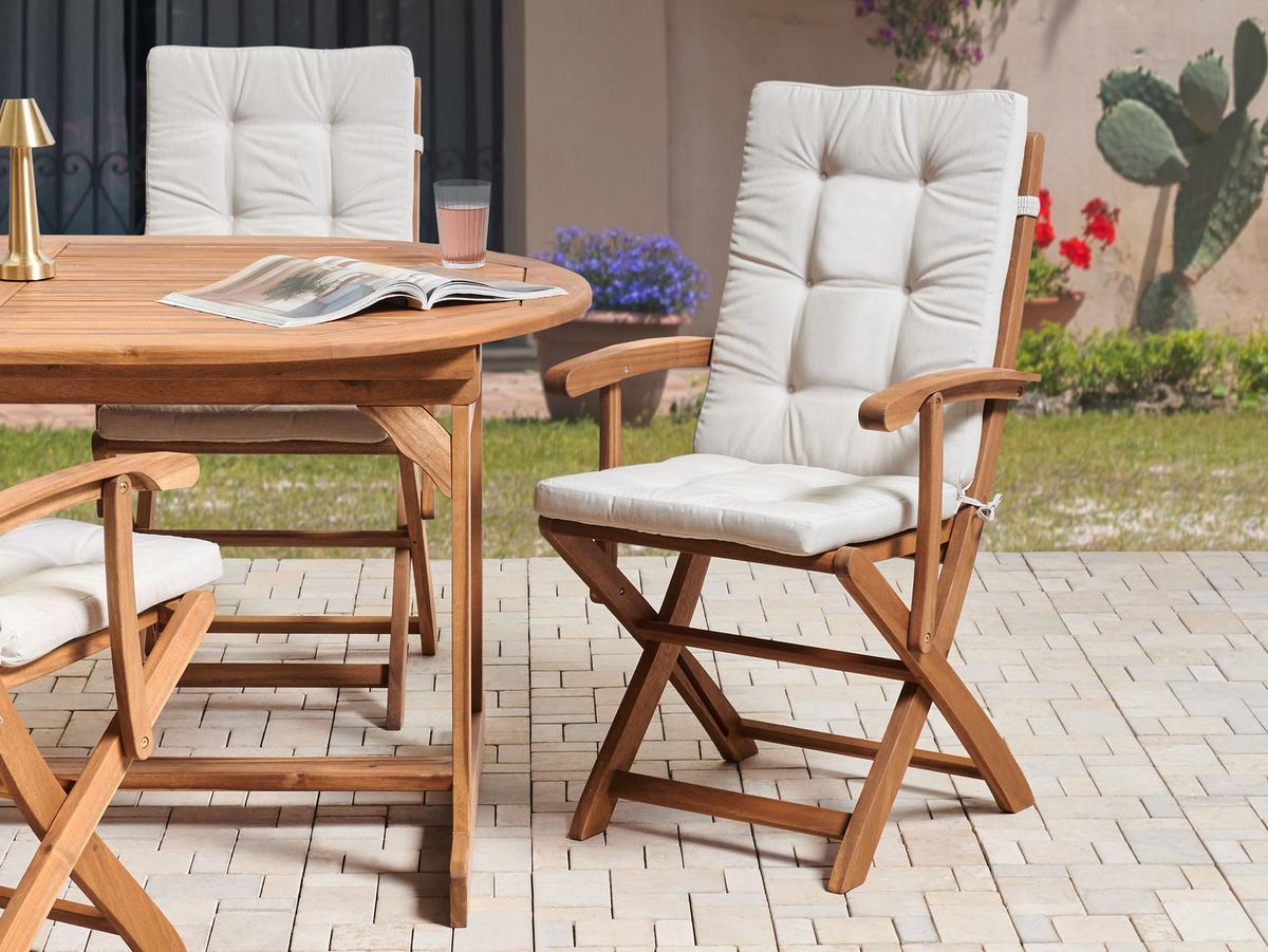 SITZAUFLAGEN 2er-Set Hellbeige 42/95 cm Maui Premium - Beige, Textil (95/5/42cm) - Beliani