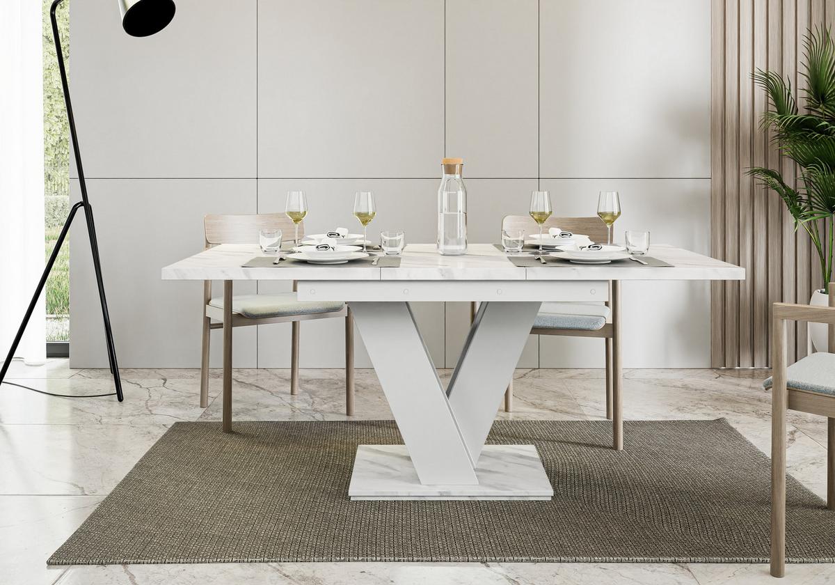 ESSTISCH MASSAR Ausziehbar 120 - 160 / 80 x 76 cm - Hellgrau/Weiß, Holz (120/80/76cm) - MASSENO