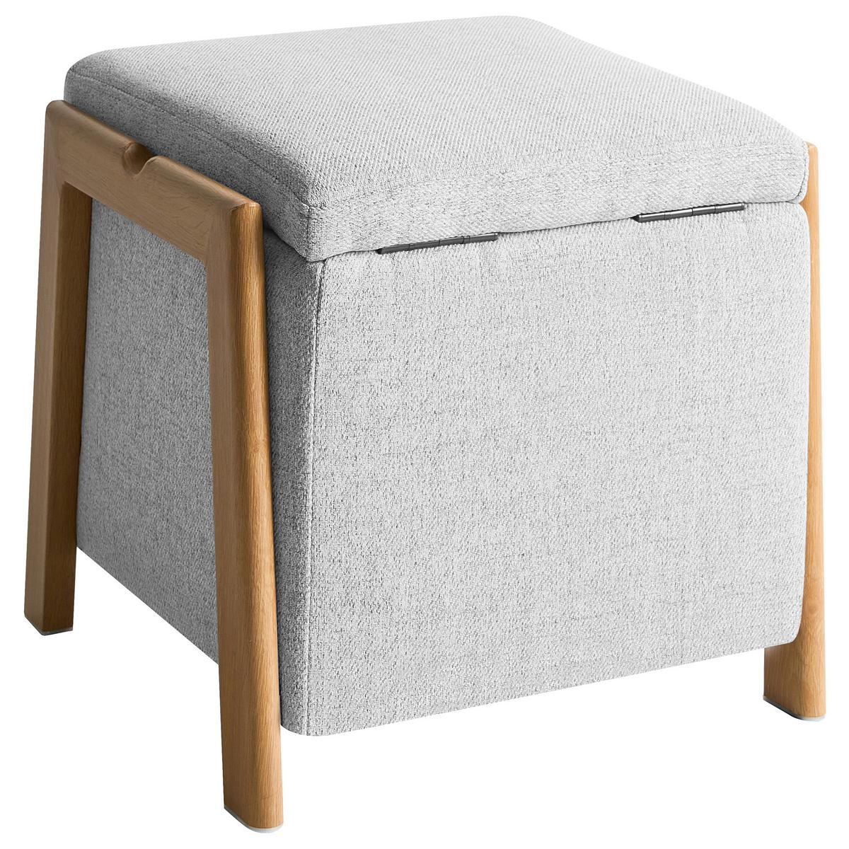 POUF mit Stauraum Stoff 45 cm Hellgrau Edland - Hellgrau, Textil (45/44/43cm) - Beliani