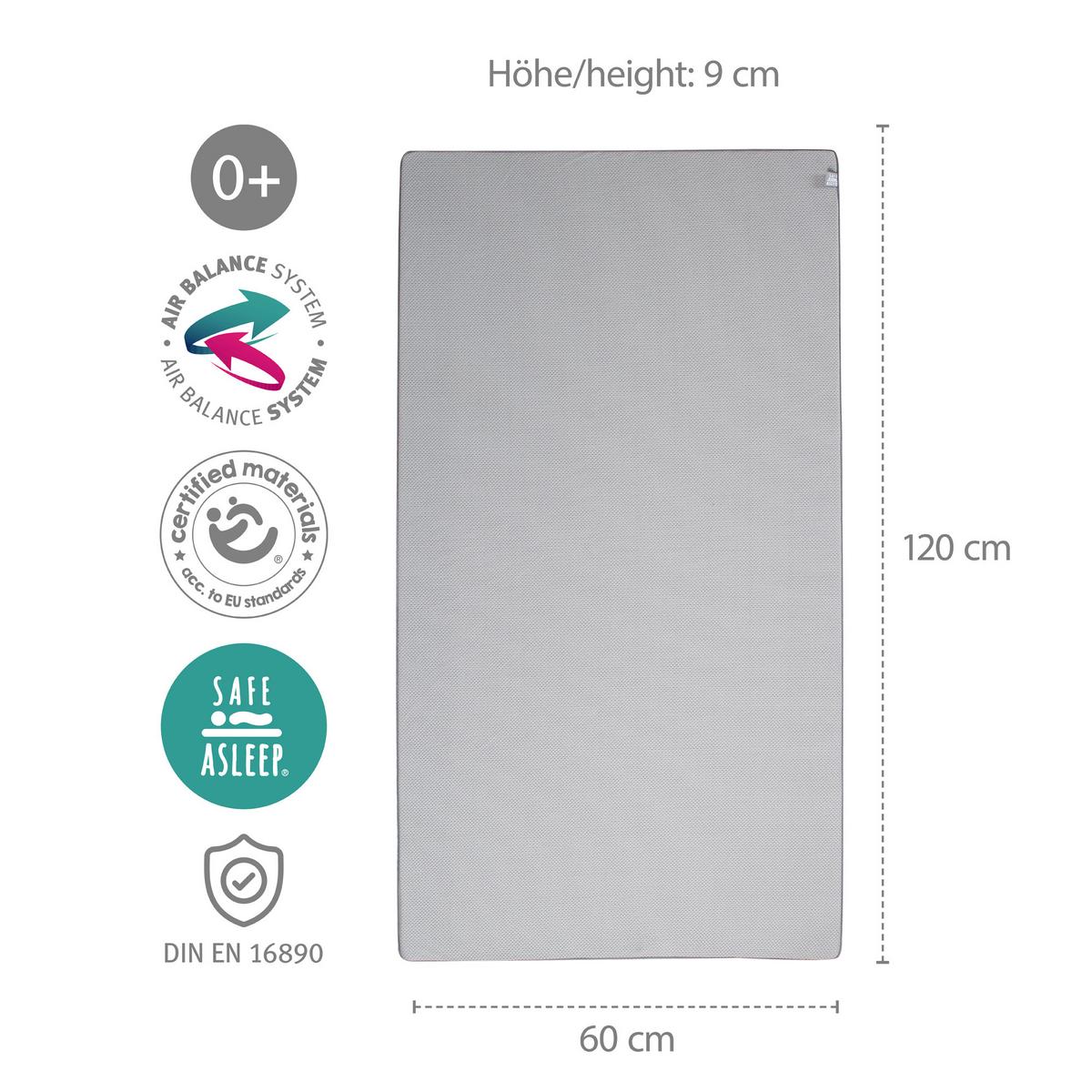 BABYBETTMATRATZE Air Balance PREMIUMMESH 60 x 120 cm - Grau, Textil (60/120cm) - Roba