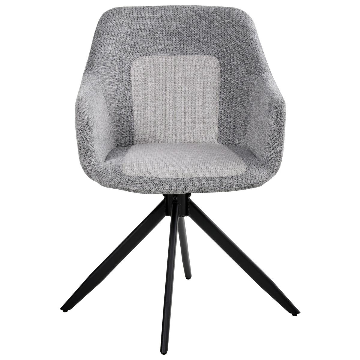 ESSZIMMERSTUHL 2er Set drehbar Stoff Grau Likely - Hellgrau, Textil (56/85/71cm) - Beliani