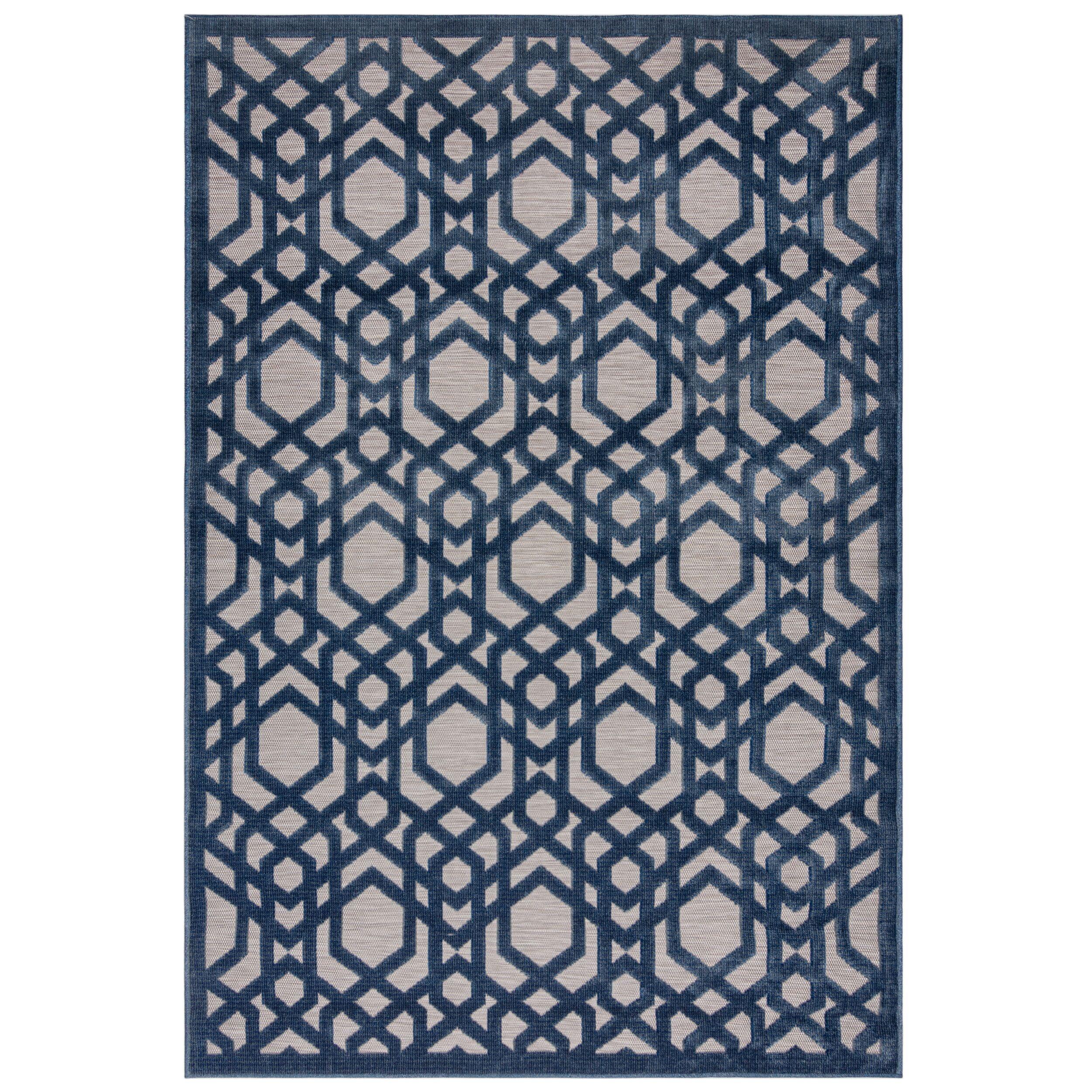OUTDOORTEPPICH Waschbar STOUR, geometrisch, Blau-Grau, 200 x 290 cm - Blau, Textil (200/290cm) - KADIMA DESIGN