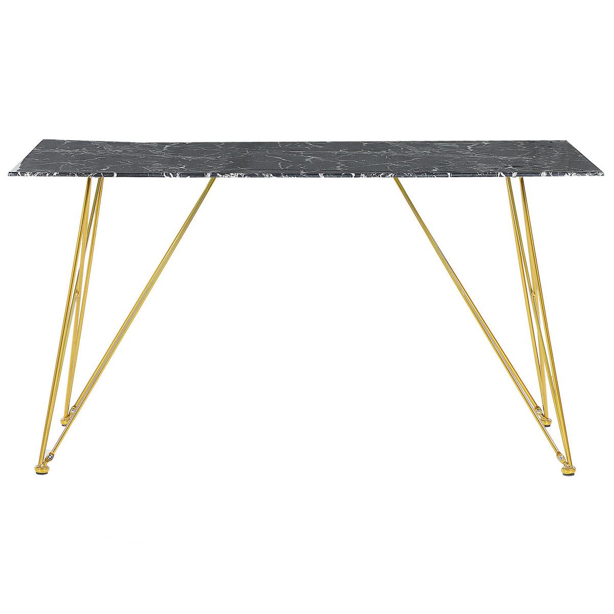 ESSTISCH 140/80/75 cm Schwarz, Weiß, Goldfarben Rechteckig Kenton - Schwarz, Glas (140/80/75cm) - Beliani