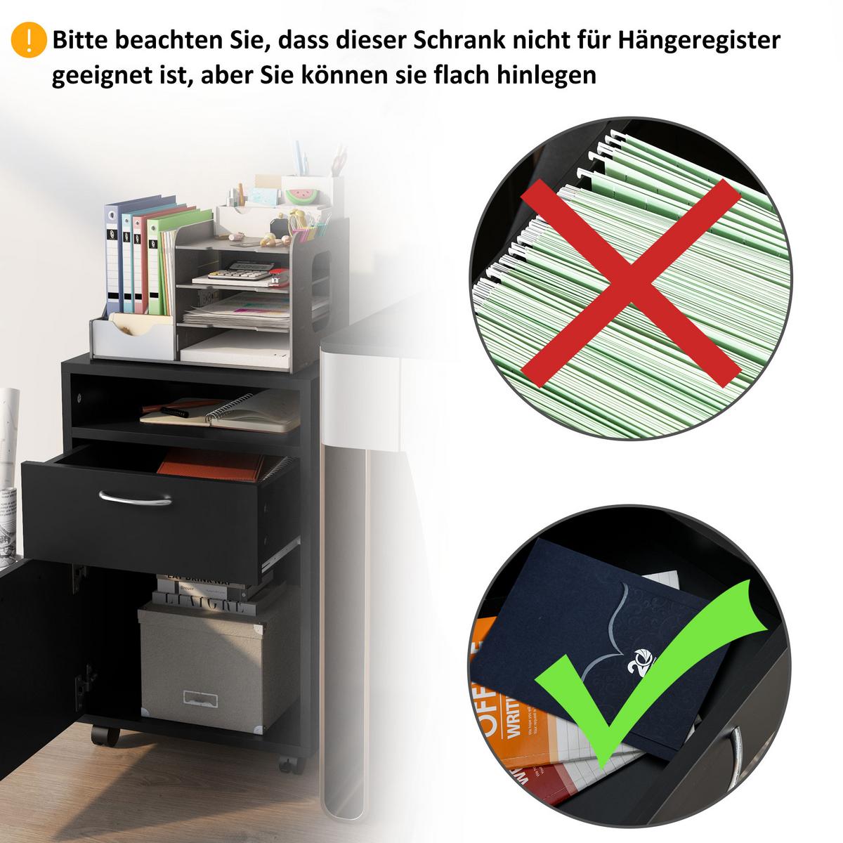 ROLLCONTAINER, Spanplatte, Schwarz, 40 x 35 x 60 cm - Schwarz, Metall (35/60/40cm) - HOMCOM