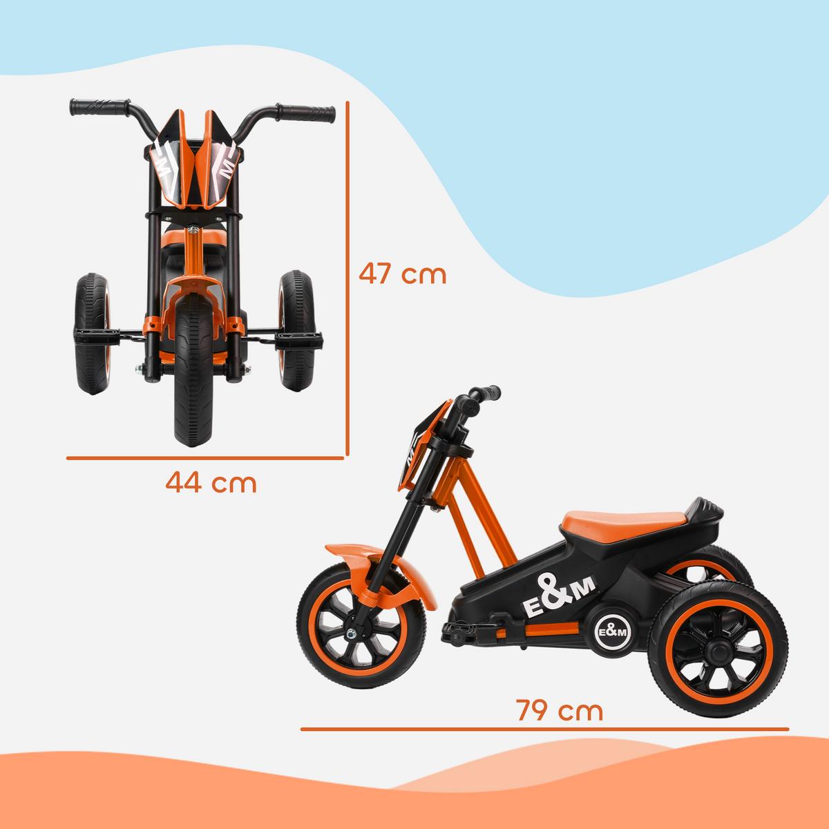 DREIRAD, Kinderfahrrad, Laufrad, Kinderrad mit Pedal für Kinder 18-36 Monaten - Orange, Metall (79/44/50cm) - AIYAPLAY