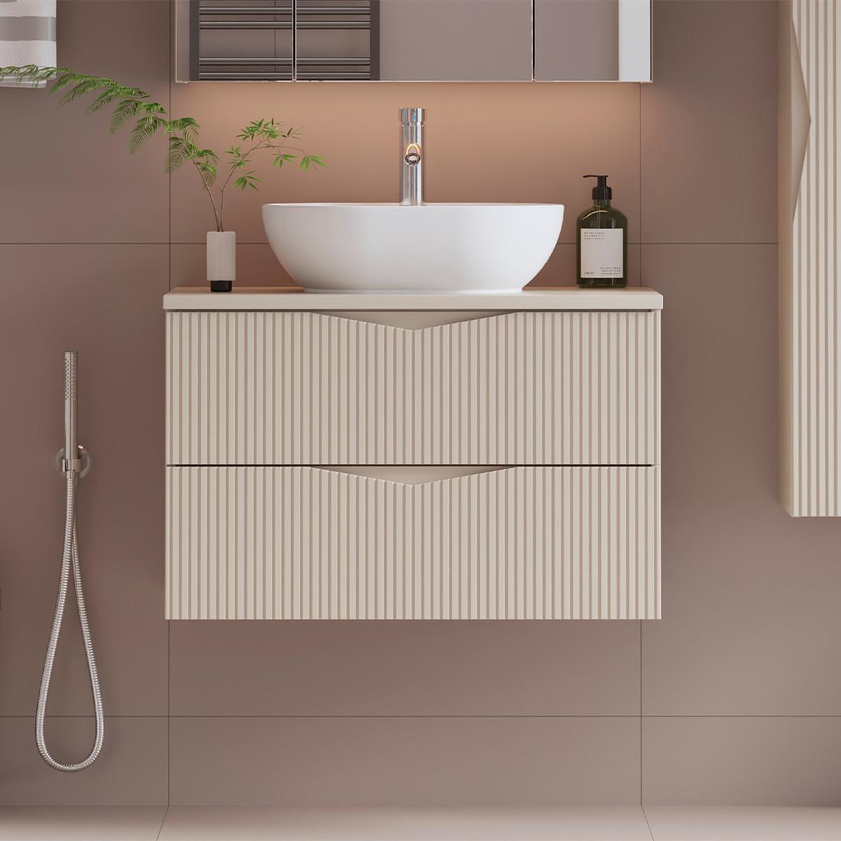 WASCHTISCHUNTERSCHRANK 80.6cm Tao Kaschmir - Beige, Holzwerkstoff (80.6/52.2/46.5cm) - Petits-meubles