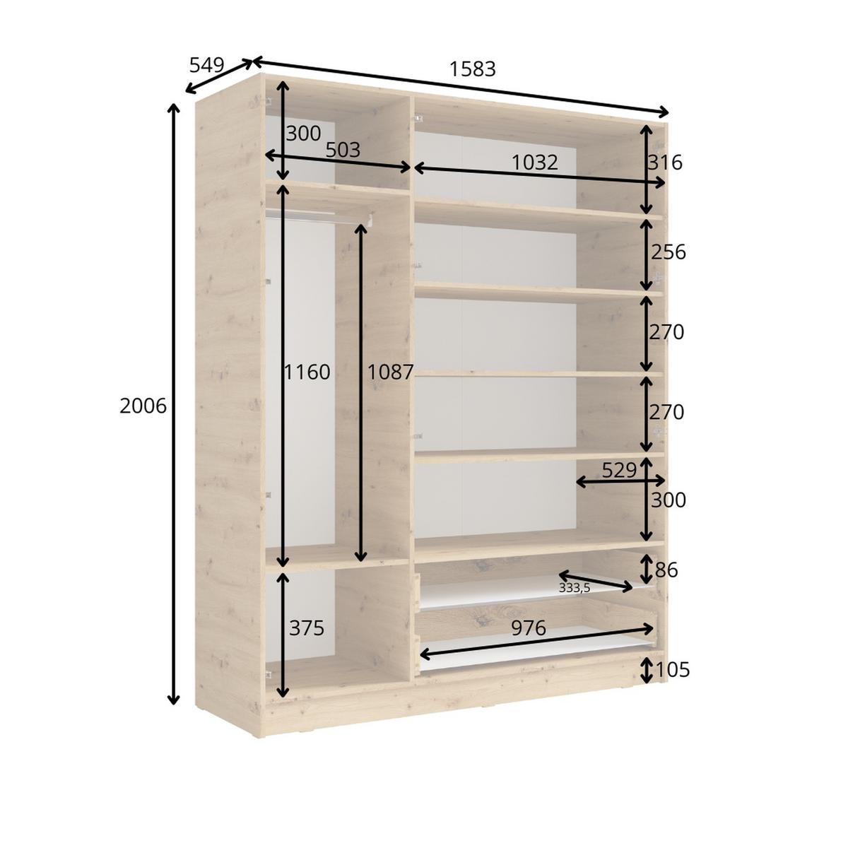 KLEIDERSCHRANK Weiß 158/201/55 - Weiß, Holzwerkstoff (158/201/55cm) - RAUMHIRSCH FURNITURE