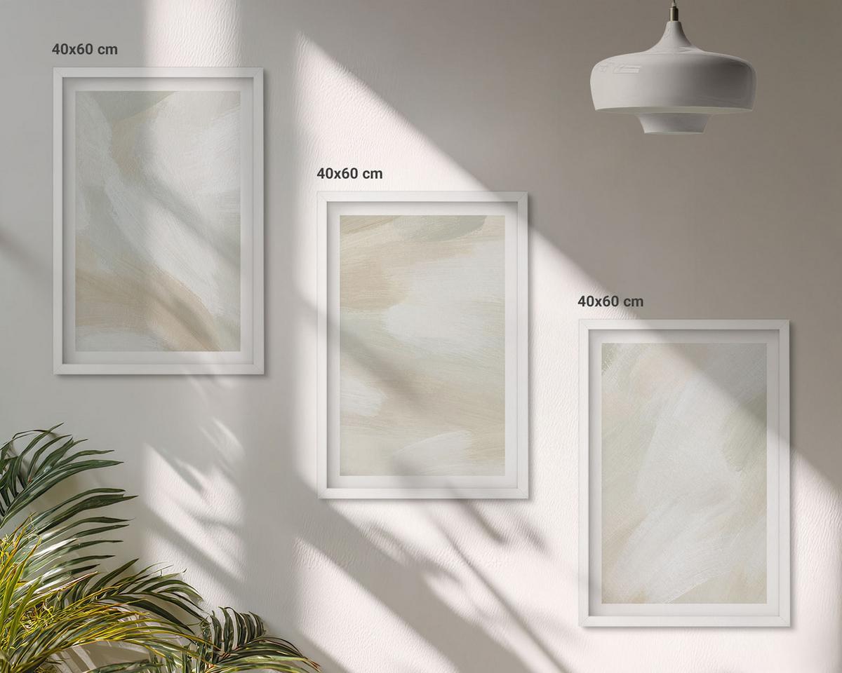 BILDER SET 3er Set - 40x60 cm Weißer Rahmen - Minimalismus der Farbstruktur - Weiß, Kunststoff (40/60cm) - TULUP