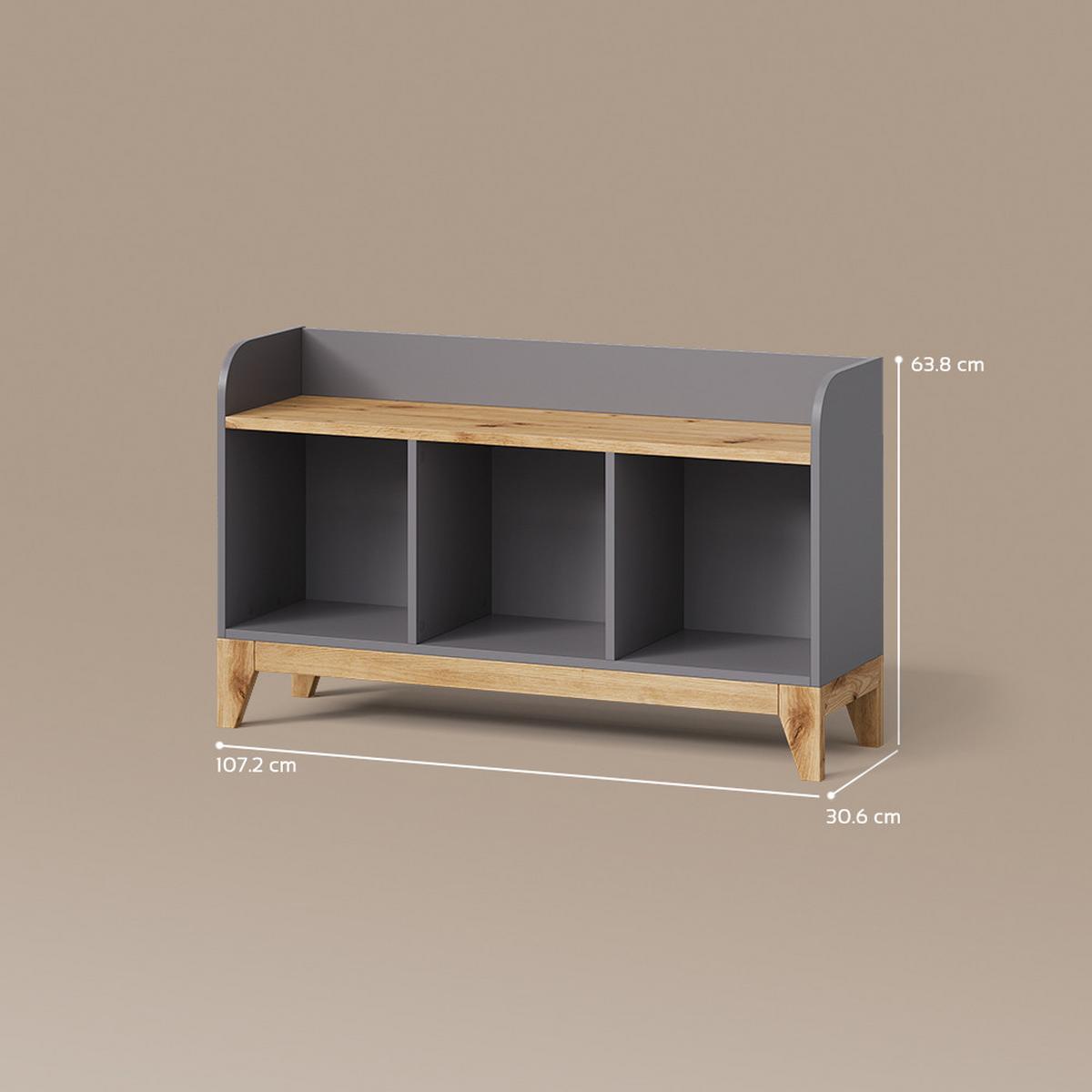 KINDERSITZBANK Mailo Grau/Artisan 107.2 x 63.8 cm XL mit 3 Schubladen - Eiche Artisan/Grau, Holzwerkstoff (107.2/63.8/30.6cm) - Livinity®