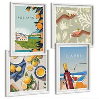 BILDER SET 4er Set - 50x50 cm & 40x60 cm Weißer Rahmen - Italienische Zitronenurlaube Capri - Weiß, Kunststoff (50/50cm) - TULUP