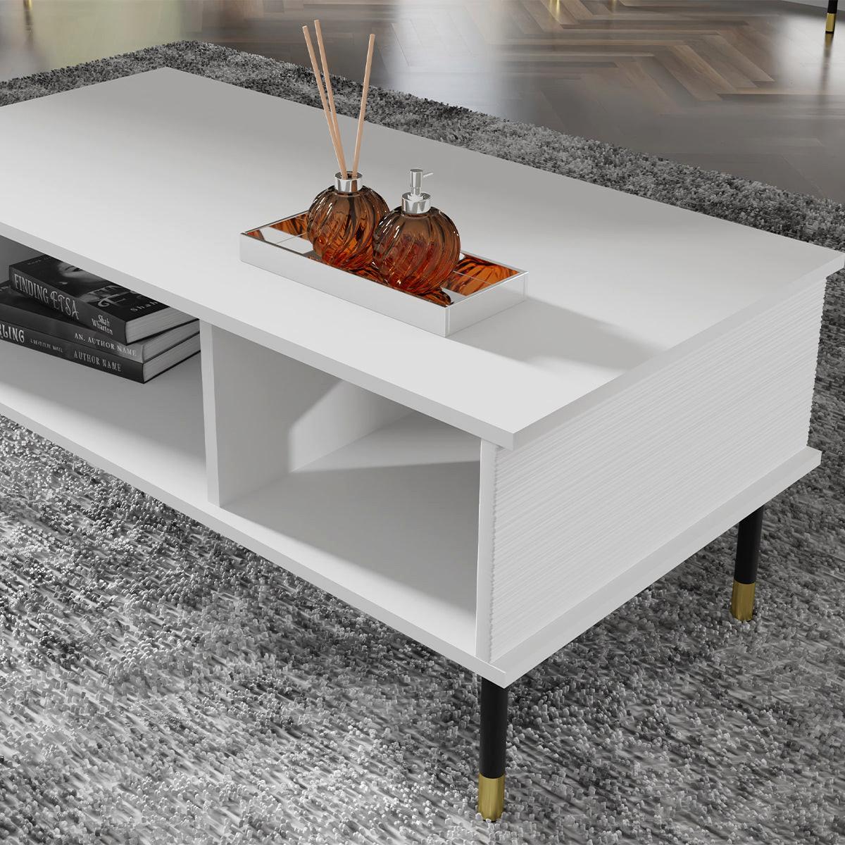 COUCHTISCH Rani Weiß - Weiß, Holzwerkstoff (55/110/45cm) - Petits-meubles
