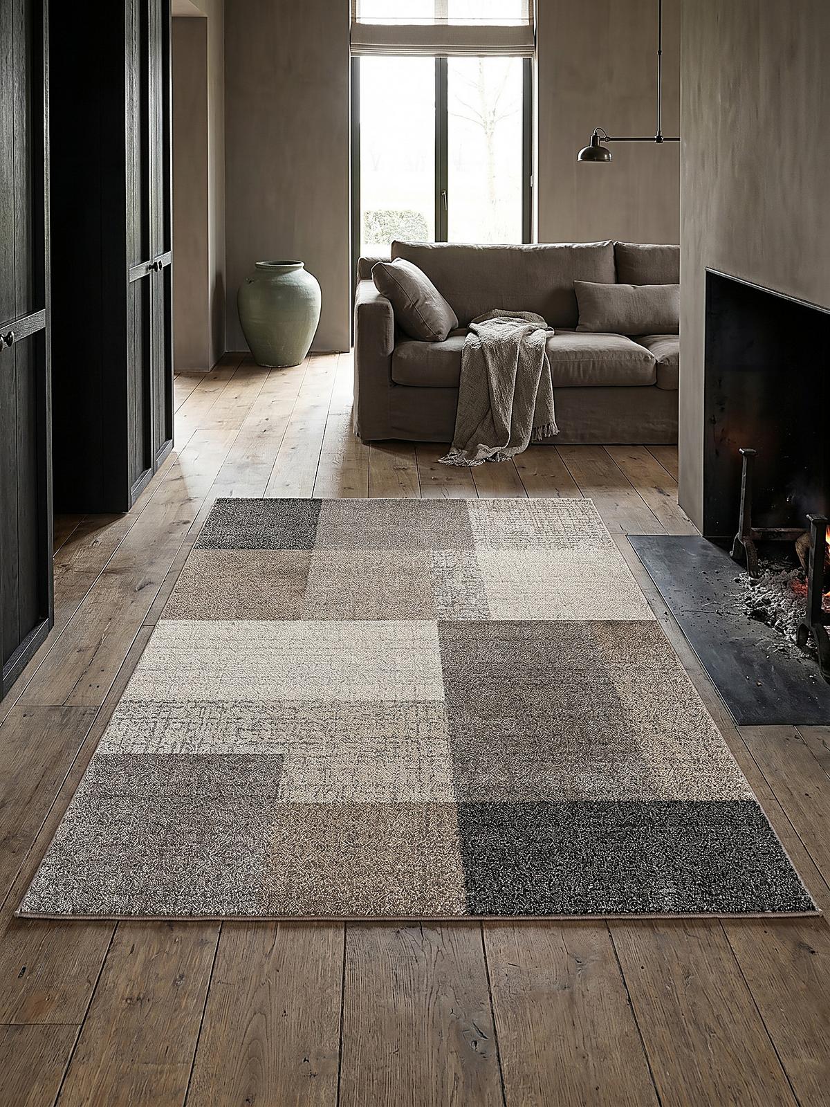TEPPICH Niederflor Patchwork THUR Polypropylen Grau 80 x 140 cm - Beige, Textil (140/200cm) - KADIMA DESIGN