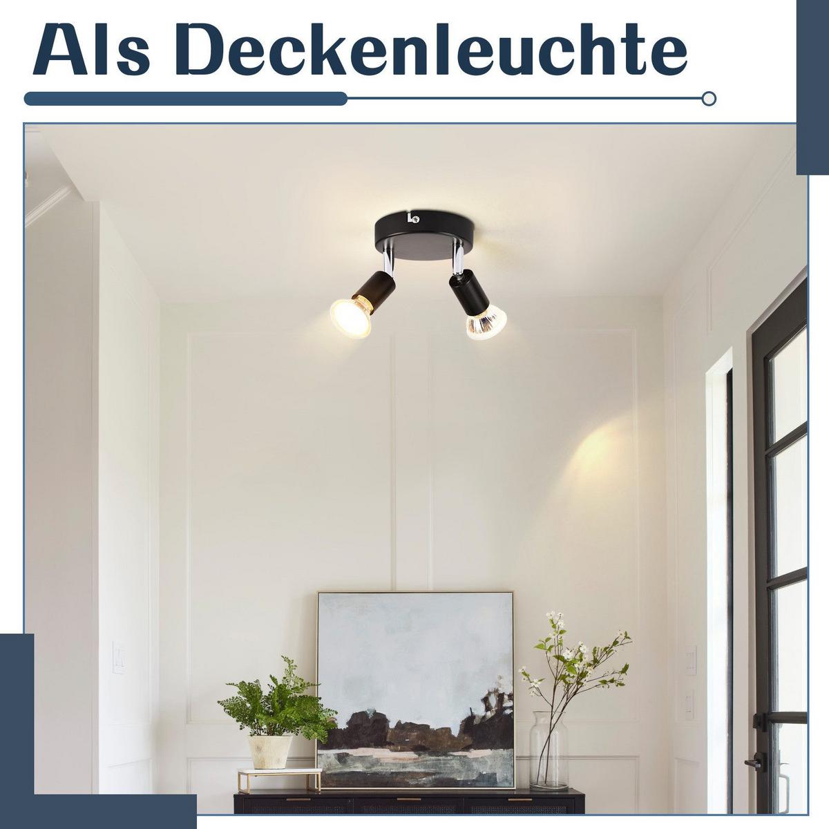 DECKENSTRAHLER Windsheim 2-flammig 12/12/10.4 cm - Schwarz, Metall (12/12/10.4cm) - Nettlife