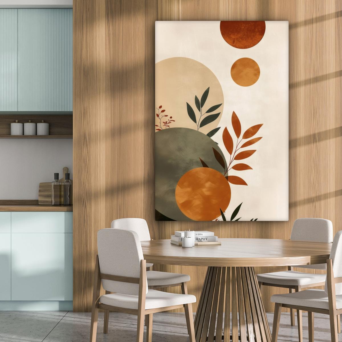 LEINWANDBILD Formen - Rund - Blätter - Beige Deko XXL 80x120 cm - Rostfarben, Textil (80/120cm) - MuchoWow
