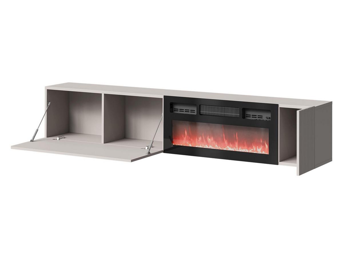 TV-LOWBOARD Capital 200 EF mit Kamin - Eiche Wotan/Schwarz, Holzwerkstoff (200/38/30cm) - MIRJAN24