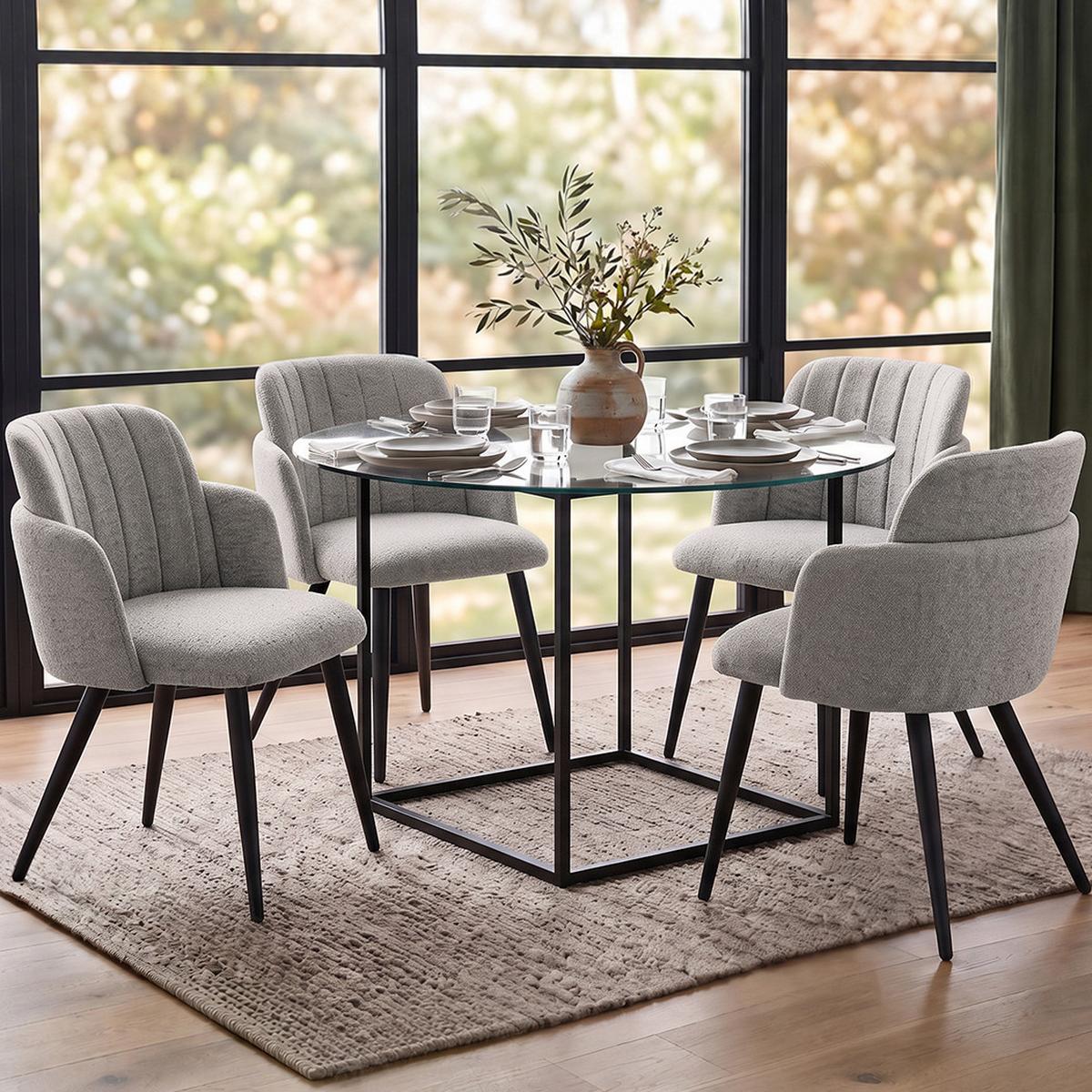ARMLEHNENSTUHL Velto im Bouclestoff mit Metallbeinen, Cappuccino - Schwarz/Cappuccino, Metall (55/77/51cm) - Beautysofa