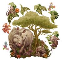 WANDAUFKLEBER 130x140cm - Wildtiersafari - Multicolor, Kunststoff (130/140/0.1cm) - Wallfluent