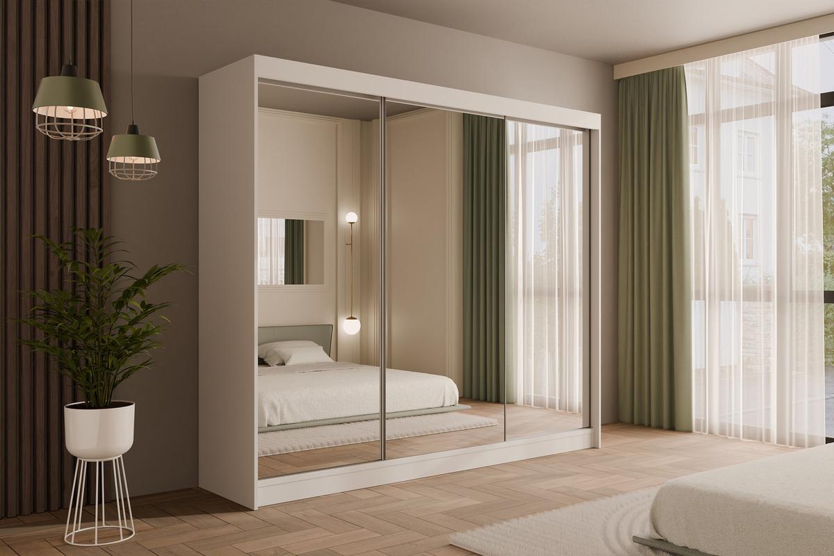 KLEIDERSCHRANK AMOHA - 250 cm - Weiß - Weiß, Holzwerkstoff (250/215/61cm) - ALTDECOR