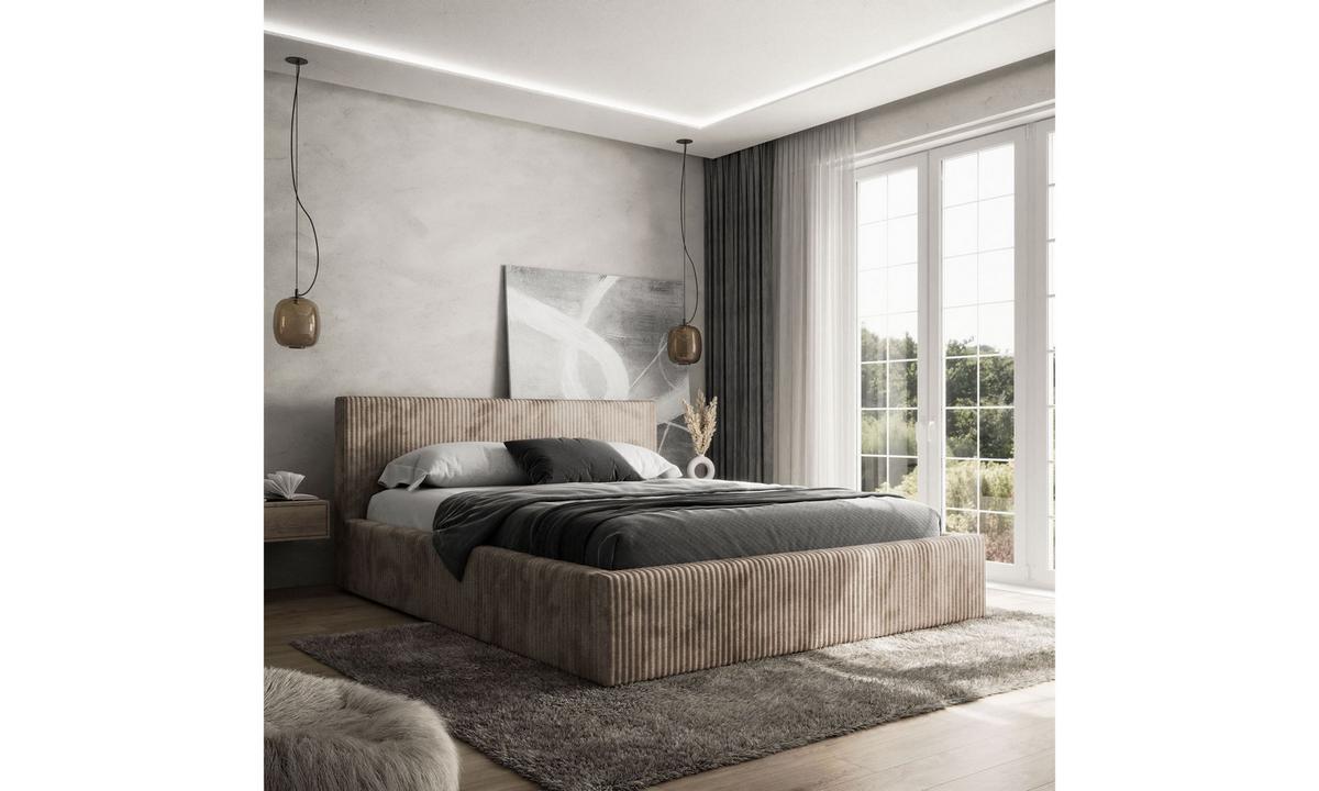 POLSTERBETT TILIA 180x200 cm Tilia 17, 34 Holzlatten, Kopfteil 95 cm - Braun, Textil (180/200cm) - Lookway