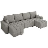 WOHNLANDSCHAFT KIRASSO U Hellgrau Struktur - Hellgrau/Grau, Textil/Metall (320/86/147cm) - MKS