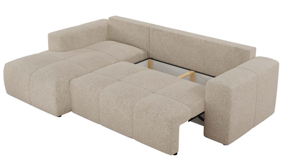 ECKSOFA MONIVA Creme Strukture - Links - Creme/Schwarz, Textil (164/266cm) - MKS