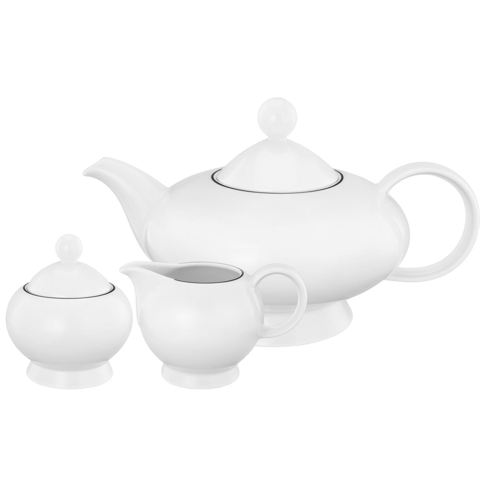 TEEKANNEN-SET Lido Black Line weiß 3-tlg. - Weiß, Keramik (0.001L) - Seltmann Weiden