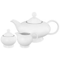 TEEKANNEN-SET Lido Black Line weiß 3-tlg. - Weiß, Keramik (0.001L) - Seltmann Weiden