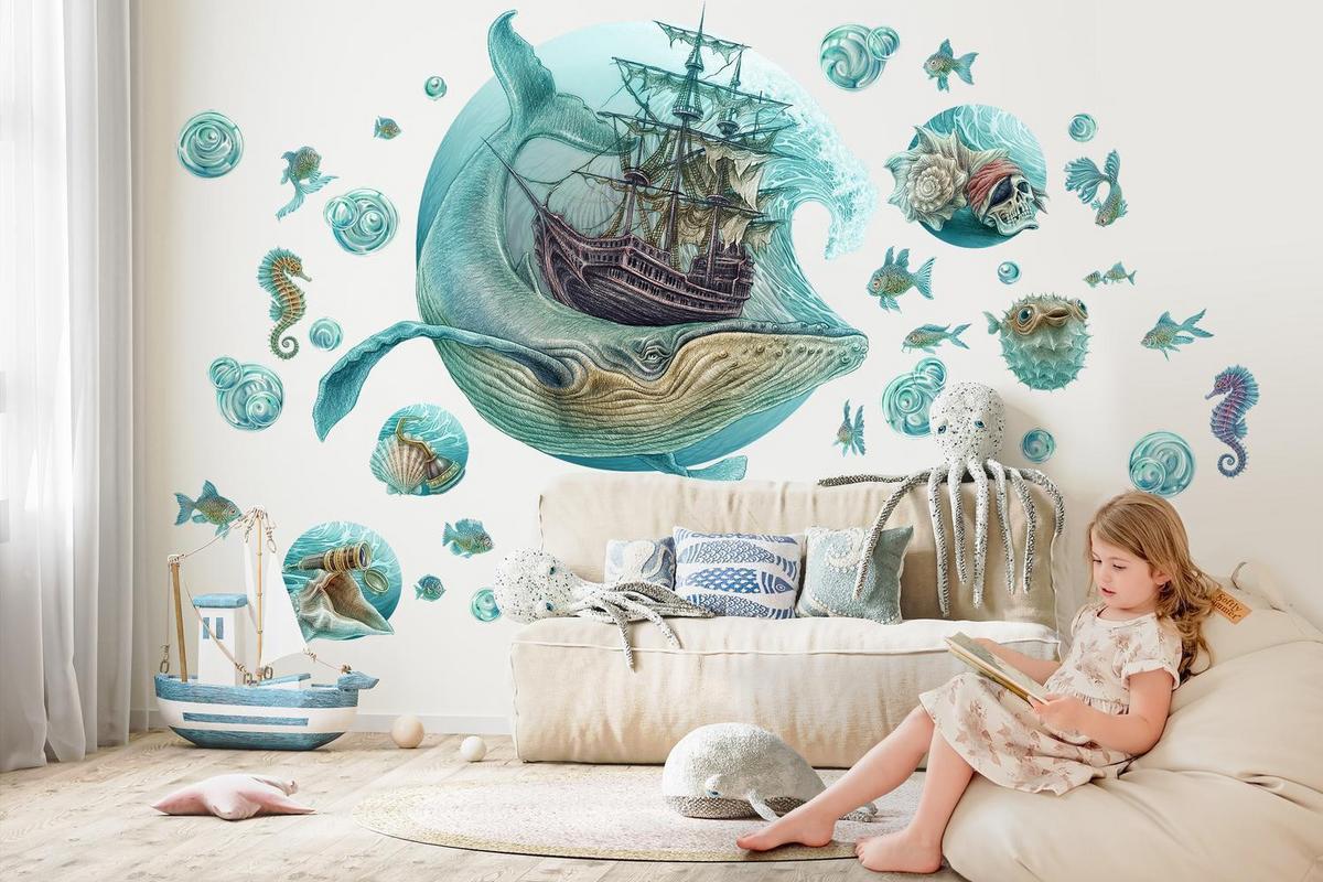 WANDAUFKLEBER 80x94cm - Seeschiff - Multicolor, Kunststoff (80/94/0.1cm) - Wallfluent
