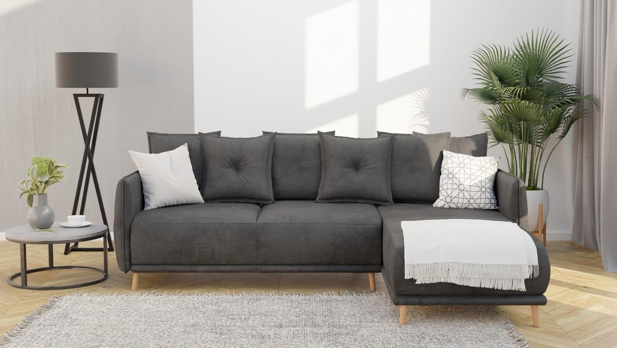 ECKSOFA Chroma Graphit Luxusmicrofaser - Graphitfarben/Braun, Holz/Textil (238/170cm) - S-Style Möbel