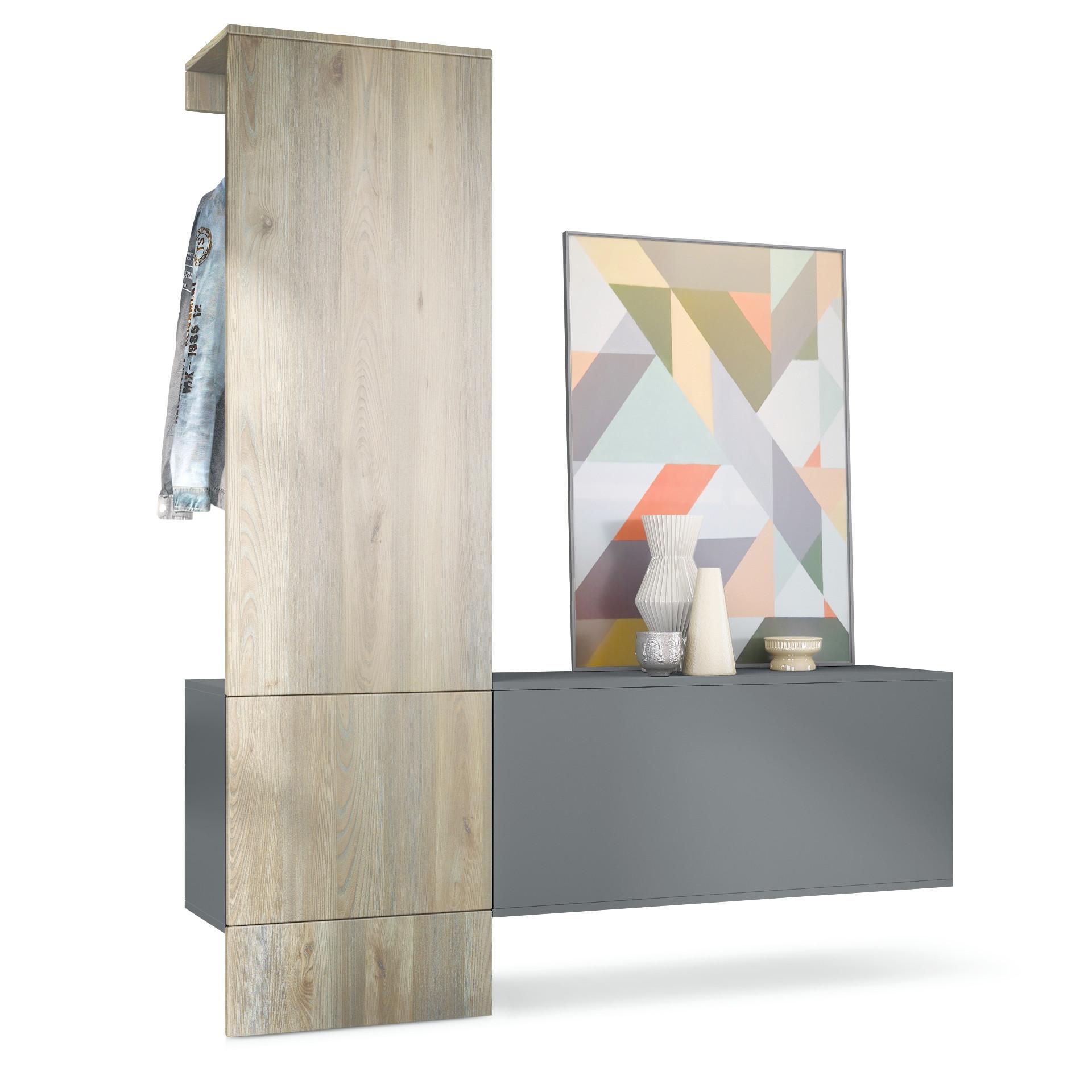 GARDEROBE Carlton Paneel in Eiche Nordic - Silbereichenfarben, Holzwerkstoff (156.5/193/35cm) - Vladon