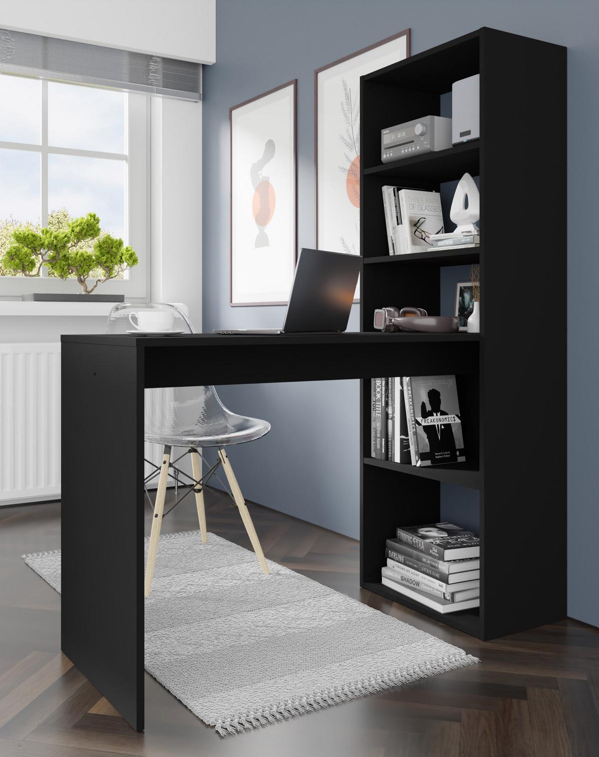 SCHREIBTISCH Schwarz 50/150/120 - Schwarz, Holzwerkstoff (90/50/150cm) - RAUMHIRSCH FURNITURE