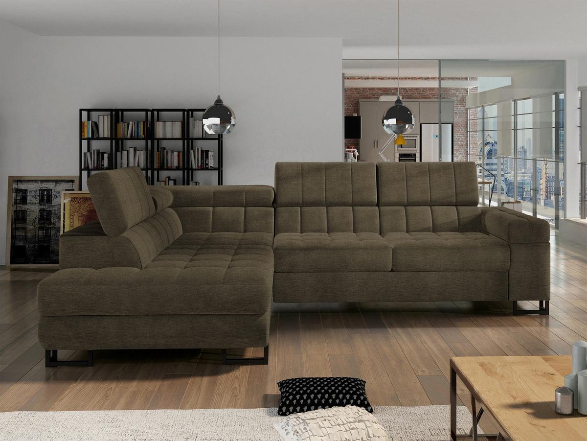 ECKSOFA Laris, Seite: Links - Schwarz/Braun, Holz/Textil (271/203cm) - MIRJAN24