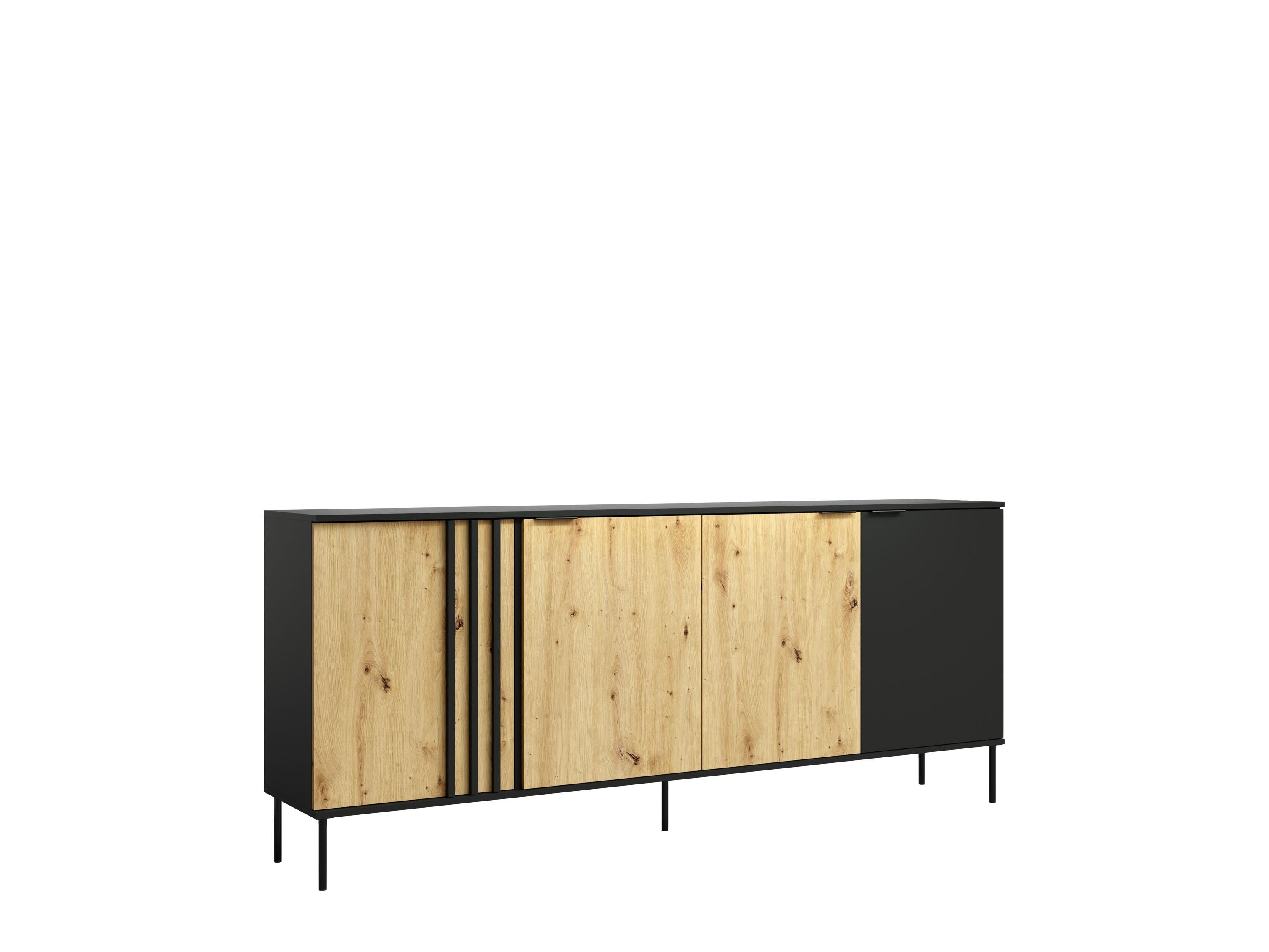KOMMODE Schwarz, Eiche Artisan 220/92/40 - Schwarz/Eiche Artisan, Holzwerkstoff (220/92/40cm) - RAUMHIRSCH FURNITURE
