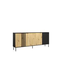 KOMMODE Schwarz, Eiche Artisan 220/92/40 - Schwarz/Eiche Artisan, Holzwerkstoff (220/92/40cm) - RAUMHIRSCH FURNITURE
