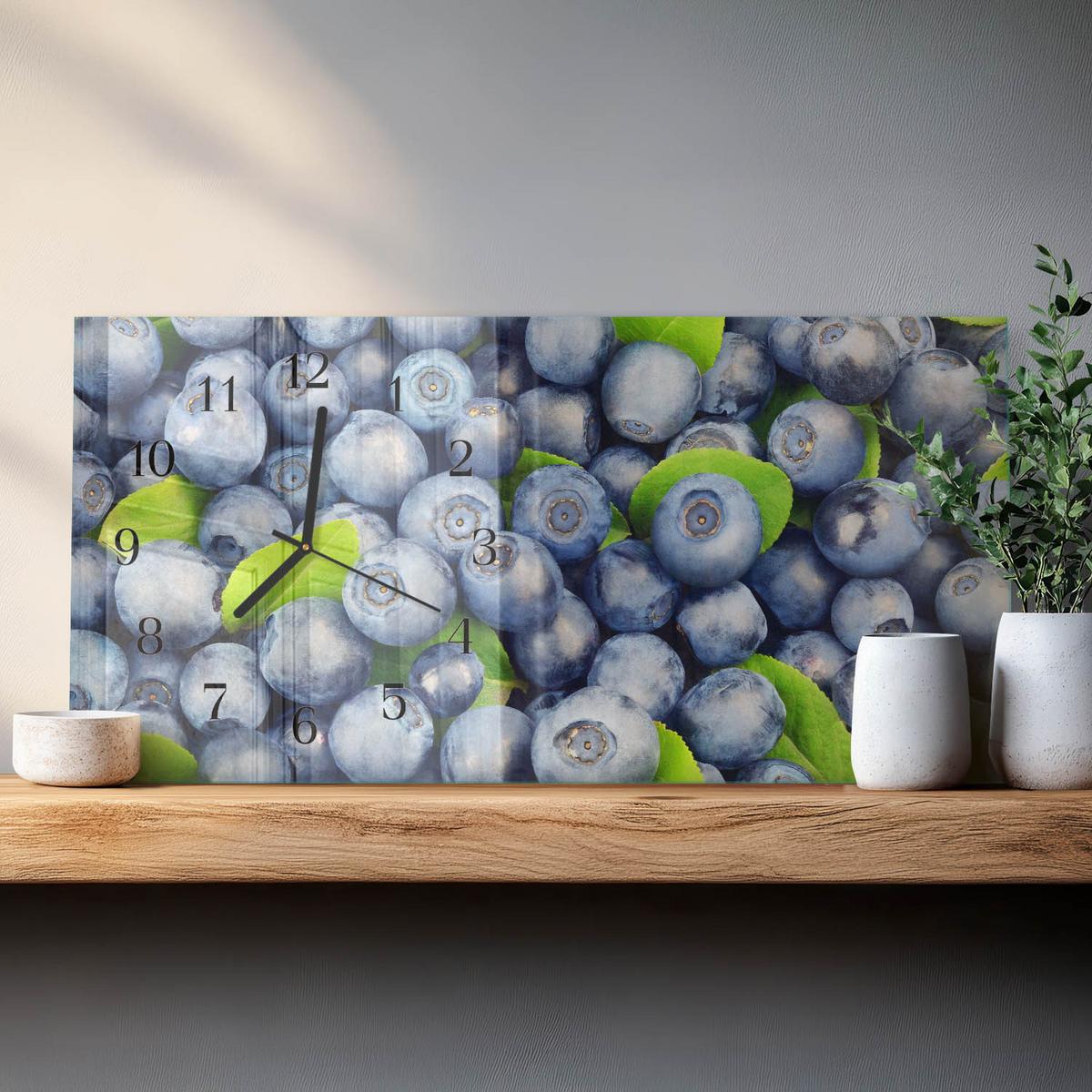 WANDUHR aus Glas 60x30 cm - Beeren - Blau, Glas (60/30/0.4cm) - TULUP