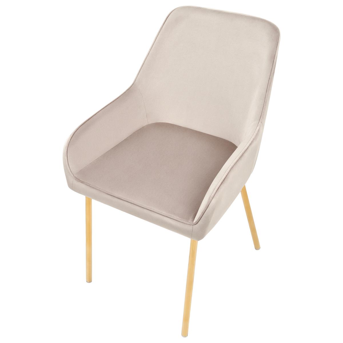 ESSZIMMERSTUHL 2er-Set Samtstoff Beige Loverna - Beige, Textil (54/87/63cm) - Beliani
