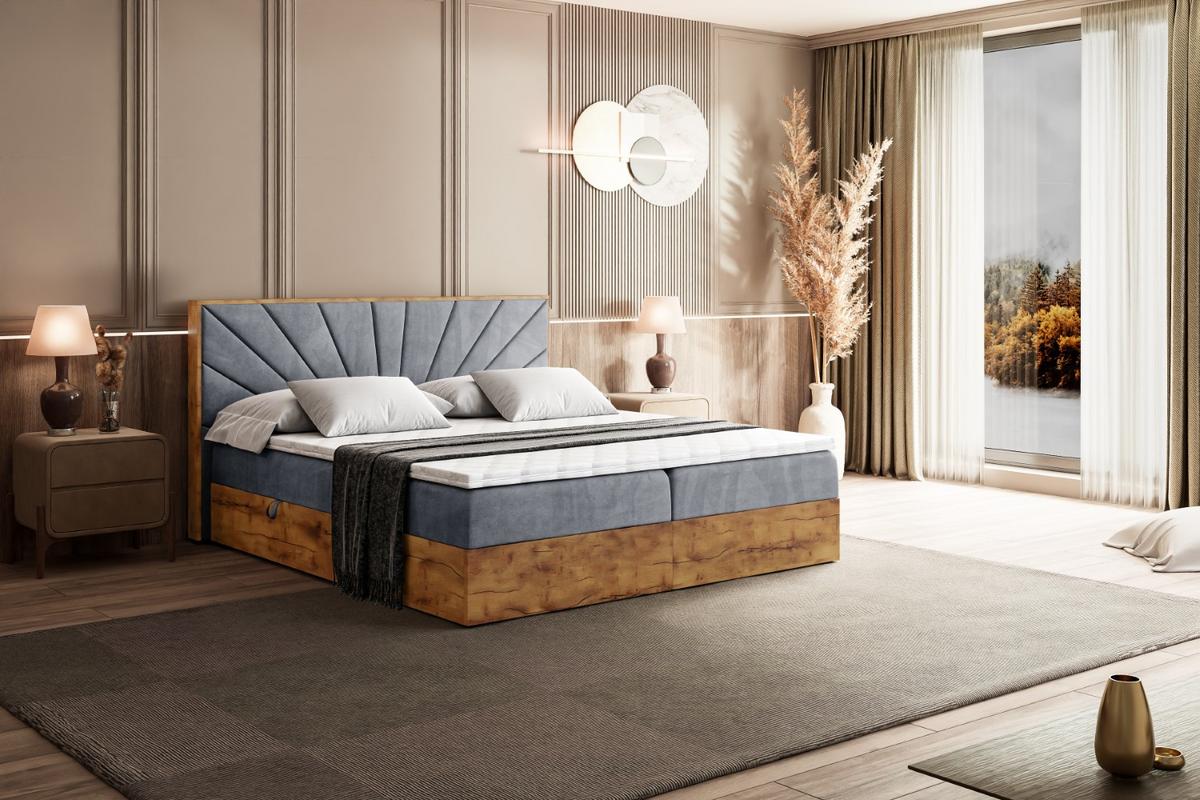 BOXBETT mit Matratze H4 und Lattenrost - LOLLI6 - 180x200 - Grau - Grau, Holzwerkstoff/Kunststoff (180/200cm) - ALTDECOR