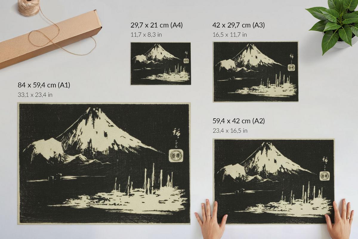 POSTER - 59x42 cm (A2) - Utagawa Hiroshige - Seikenji Fuji - Schwarz, Textil (59.4/42/0.1cm) - TULUP