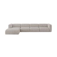 ECKSOFA Ottomane Links MIRA-L3 409x179x70 Hellgrau Velours - Hellgrau/Schwarz, Holzwerkstoff/Kunststoff (409/179cm) - ALTDECOR