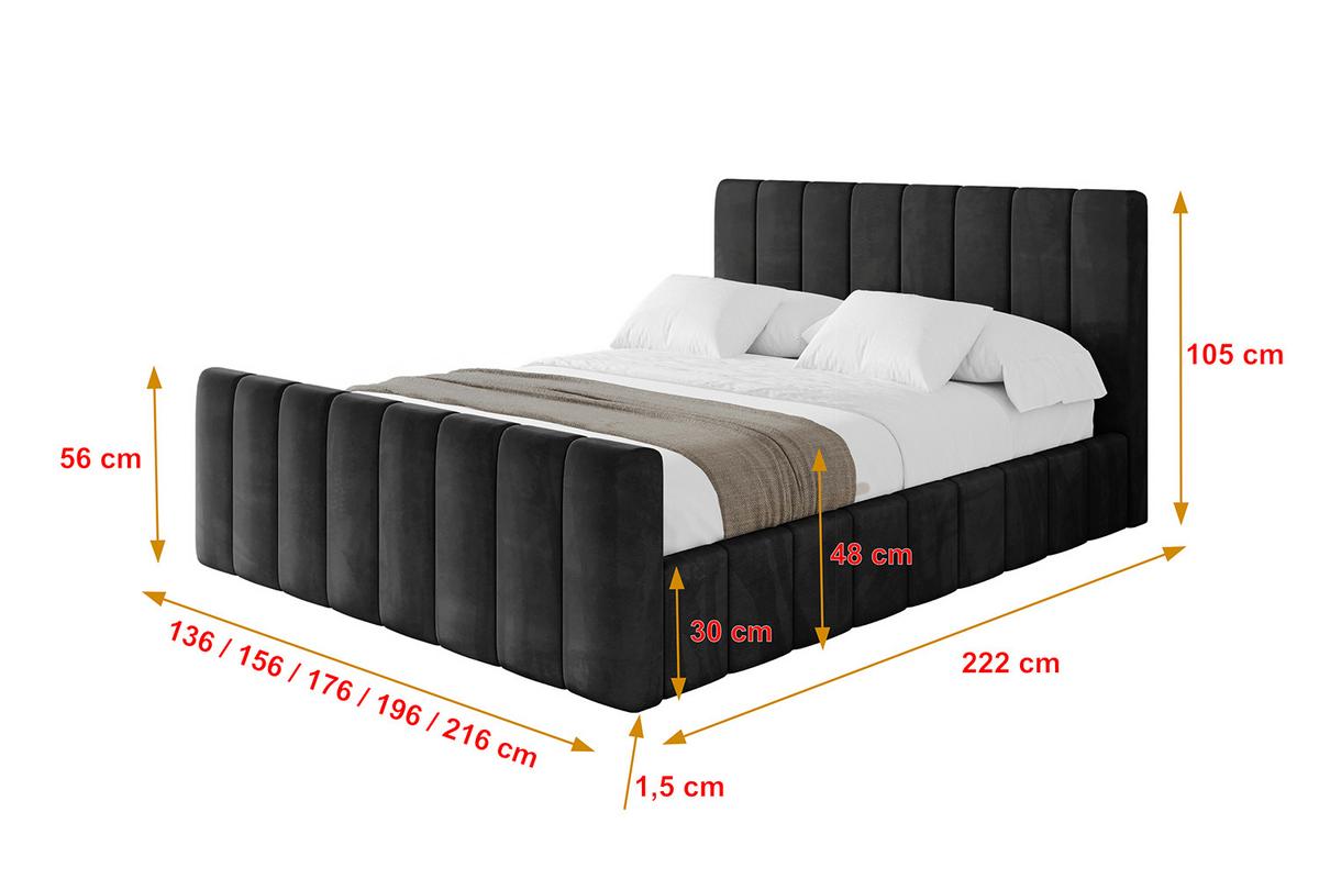 POLSTERBETT mit Bettkasten, Fußteil und Lattenrost, Boxbett ohne Matratze - FINO-Z 180x200 Schwarz - Schwarz, Holzwerkstoff/Textil (180/200cm) - ALTDECOR