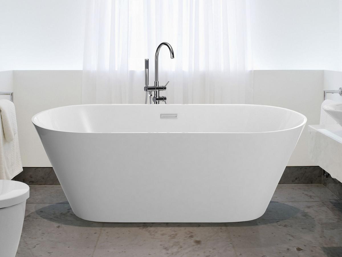 BADEWANNE FREISTEHEND 75x150x58 cm weiß Havana - Weiß, Kunststoff (75/58/150cm) - Beliani