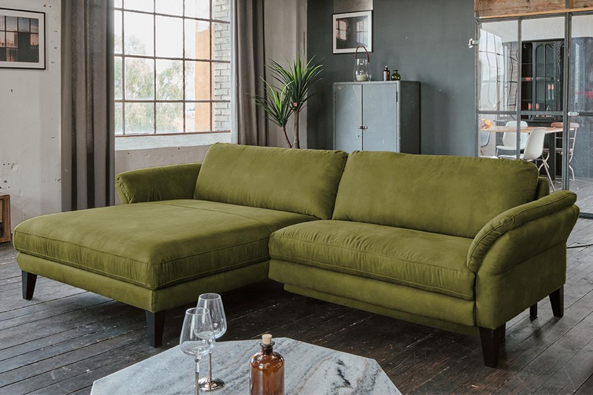 ECKSOFA MIT MOTORISCHER RELAXFUNKTION MALTA Grün Webstoff Relaxfunktion - Schwarz/Grün, Buchenholz/Textil (302/175cm) - KAWOLA