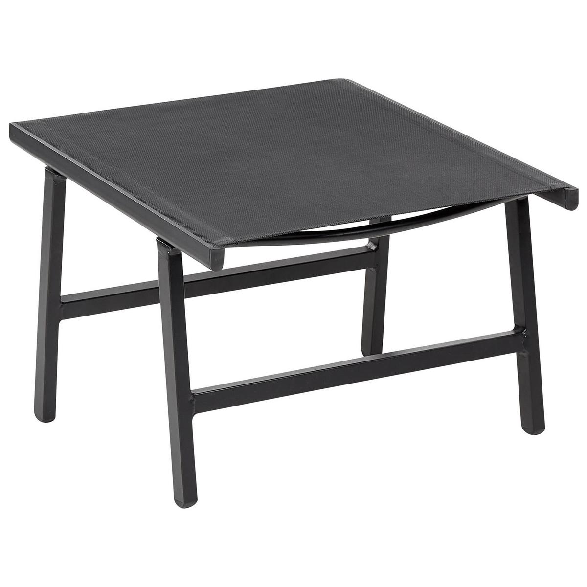GARTENSTUHL 2er-SET Aluminium schwarz mit Fußhocker Marceddi - Schwarz, Textil (54/70/60cm) - Beliani