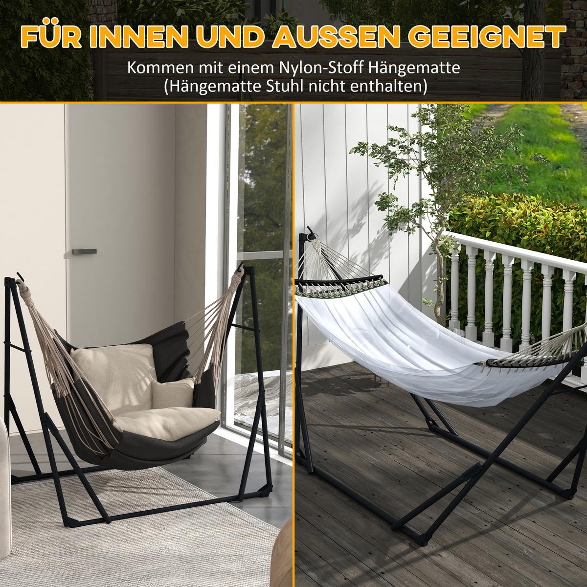 HÄNGEMATTENGESTELL, Metal, Nylon, Weiß - Weiß, Metall (263/89/100cm) - Outsunny