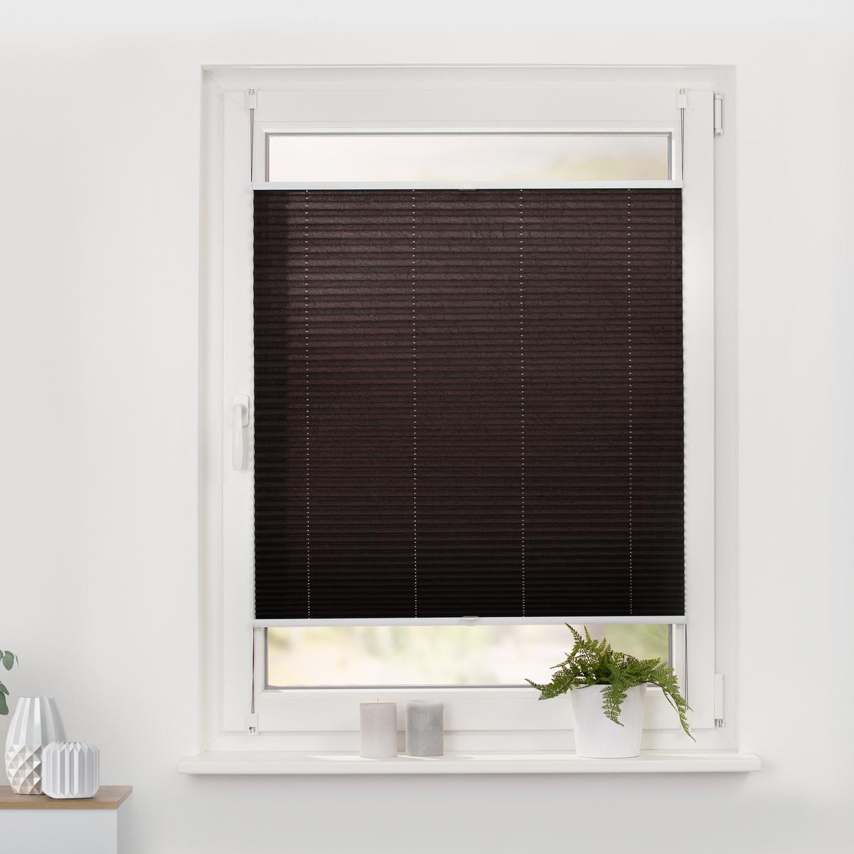 PLISSEE KLEMMFIX, OHNE BOHREN, VERSPANNT - Braun, Kunststoff (90/130cm) - Lichtblick Original